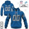 NFL Detroit Lions Custom Name Number Blue Home Jersey Pullover Hoodie