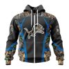 NFL Detroit Lions Custom Name Number Camo Hunting Zip Up Hoodie