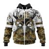 NFL Detroit Lions Custom Name Number Deer Skull And Forest Zip Up Hoodie