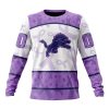NFL Detroit Lions Custom Name Number Fight Cancer Sweatshirt