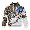NFL Detroit Lions Custom Name Number Fishing With Flag Of USA Pullover Hoodie