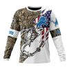 NFL Detroit Lions Custom Name Number Fishing With Flag Of USA Sweatshirt