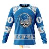 NFL Detroit Lions Custom Name Number Grateful Dead Sweatshirt