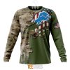 NFL Detroit Lions Custom Name Number Green Camo US Military Sweatshirt