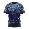NFL Detroit Lions Custom Name Number Honor US Navy Veterans T-Shirt