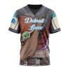 NFL Detroit Lions Custom Name Number Mandalorian And Baby Yoda T-Shirt