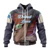 NFL Detroit Lions Custom Name Number Mandalorian And Baby Yoda Zip Up Hoodie