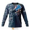 NFL Detroit Lions Custom Name Number Navy Skull Camo Veteran Sweatshirt