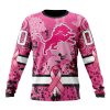NFL Detroit Lions Custom Name Number Pink Breast Cancer Sweatshirt
