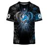 NFL Detroit Lions Custom Name Number Rose Dragon T-Shirt