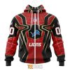NFL Detroit Lions Custom Name Number Spider Man Zip Up Hoodie