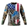 NFL Detroit Lions Custom Name Number USA Flag Camo Realtree Sweatshirt