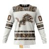 NFL Detroit Lions Custom Name Number White Camo Hunting Sweatshirt