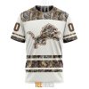 NFL Detroit Lions Custom Name Number White Camo Hunting T-Shirt