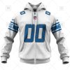 NFL Detroit Lions Custom Name Number White Road Jersey Zip Up Hoodie