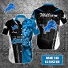 NFL Detroit Lions Custom Name Special Half Tone Mascot Hawaiian Shirt