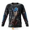 NFL Detroit Lions Halloween Horror Skull Sweatshirt