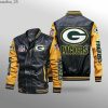NFL Green Bay Packers Black Yellow Leather Bomber Jacket
