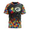 NFL Green Bay Packers Custom Name Number Autism Awareness Design T-Shirt