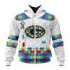 NFL Green Bay Packers Custom Name Number Autism Awareness Zip Up Hoodie