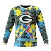 NFL Green Bay Packers Custom Name Number Puzzle Autism Awareness Sweatshirt