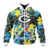 NFL Green Bay Packers Custom Name Number Puzzle Autism Awareness Zip Up Hoodie