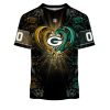 NFL Green Bay Packers Custom Name Number Rose Dragon T-Shirt
