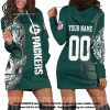NFL Green Bay Packers Custom Name Number Sugar Skull Women Hoodie Dress
