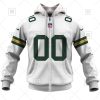 NFL Green Bay Packers Custom Name Number White Road Jersey Zip Up Hoodie