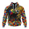 NFL Jacksonville Jaguars Custom Name Number Autism Awareness Design Pullover Hoodie