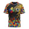 NFL Jacksonville Jaguars Custom Name Number Autism Awareness Design T-Shirt