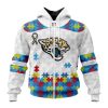 NFL Jacksonville Jaguars Custom Name Number Autism Awareness Zip Up Hoodie