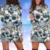 NFL Jacksonville Jaguars Skull Flower Green Women Hoodie Dress