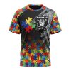 NFL Las Vegas Raiders Custom Name Number Autism Awareness Design T-Shirt