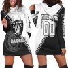 NFL Las Vegas Raiders Custom Name Number Black White Women Hoodie Dress