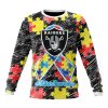 NFL Las Vegas Raiders Custom Name Number Puzzle Autism Awareness Sweatshirt