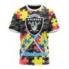 NFL Las Vegas Raiders Custom Name Number Puzzle Autism Awareness T-Shirt