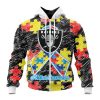 NFL Las Vegas Raiders Custom Name Number Puzzle Autism Awareness Zip Up Hoodie