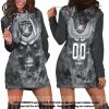 NFL Las Vegas Raiders Custom Name Number Skull Women Hoodie Dress