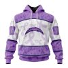 NFL Los Angeles Chargers Custom Name Number Fight Cancer Pullover Hoodie