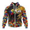 NFL Los Angeles Rams Custom Name Number Autism Awareness Design Zip Up Hoodie