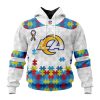 NFL Los Angeles Rams Custom Name Number Autism Awareness Pullover Hoodie