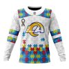 NFL Los Angeles Rams Custom Name Number Autism Awareness Sweatshirt