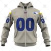 NFL Los Angeles Rams Custom Name Number Bone Road Jersey Zip Up Hoodie