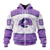 NFL Los Angeles Rams Custom Name Number Fight Cancer Zip Up Hoodie