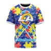 NFL Los Angeles Rams Custom Name Number Puzzle Autism Awareness T-Shirt
