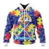 NFL Los Angeles Rams Custom Name Number Puzzle Autism Awareness Zip Up Hoodie