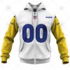 NFL Los Angeles Rams Custom Name Number White Alternate Jersey Zip Up Hoodie