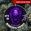 NFL Minnesota Vikings Custom Name Let’s Go Skull Round Ornament
