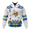 NFL Minnesota Vikings Custom Name Number Autism Awareness Pullover Hoodie